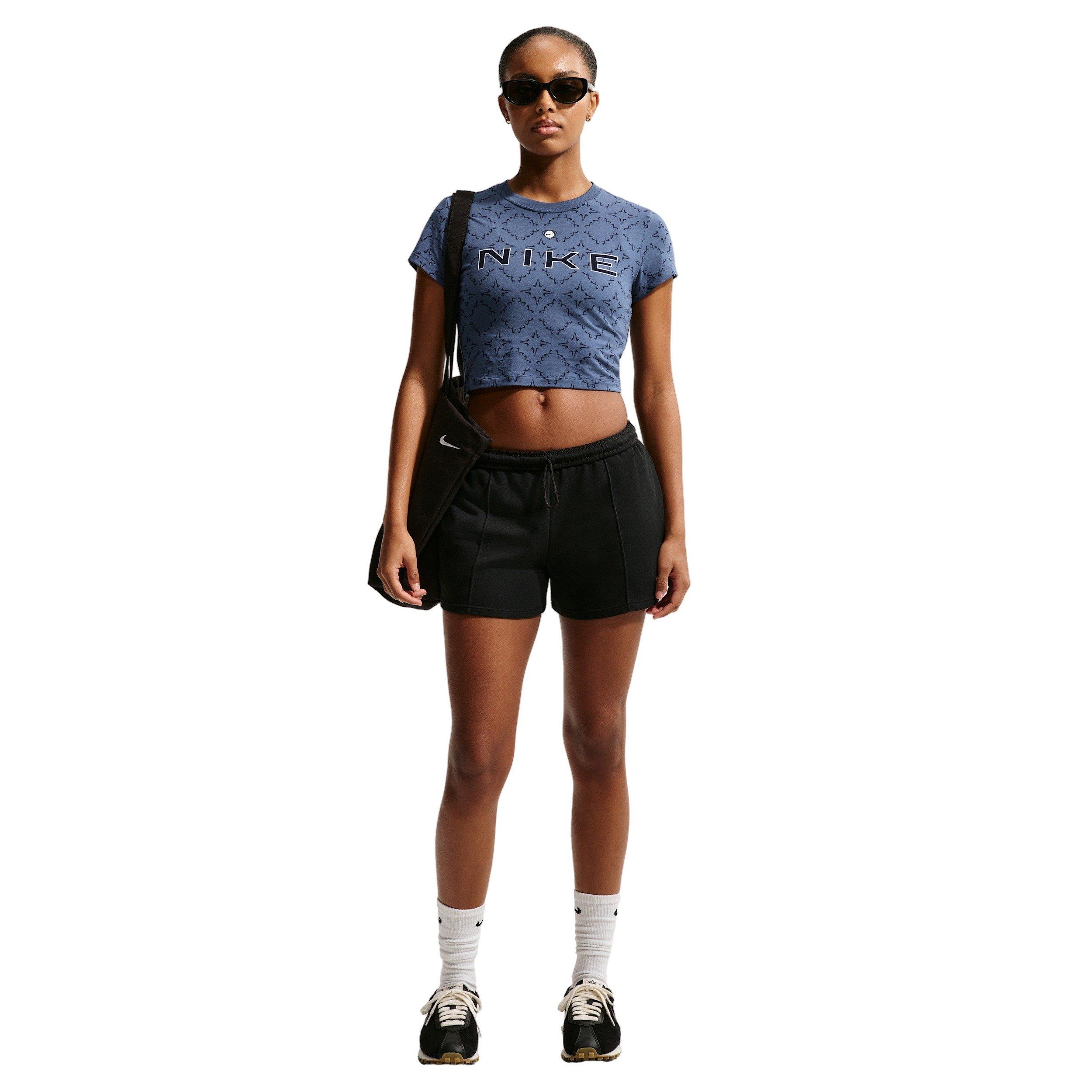 Nike Women's Sportswear Chill Knit Slim Short Sleeve Cropped T-Shirt - NAVY